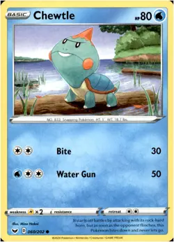 Chewtle 060/202 Common - Pokemon SWSH01: Sword & Shield Base Set LP-NM - Image 1