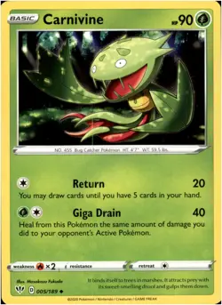 Carnivine #5/189 - Common - Pokemon Darkness Ablaze 2020 - Near Mint - Image 1