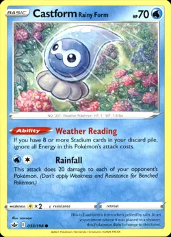 Castform Rainy Form 033/198 Common - Pokemon SWSH06: Chilling Reign NM - Image 1
