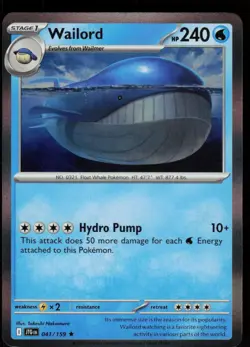 Wailord 041/159 Rare Journey Together Pokemon Holo Near Mint - Image 1