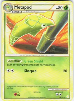 Metapod 46/123 Uncommon HeartGold & SoulSilver Pokemon LP - Image 1