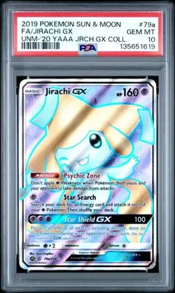 2019 Pokemon Jirachi GX 079A/236 Alternate Art Full Art Holo Promo PSA 10 - Image 1