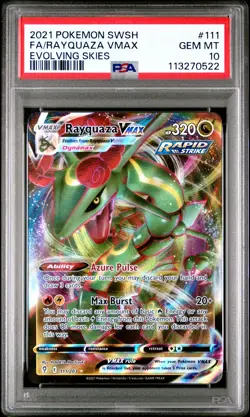 2021 POKEMON SWORD & SHIELD EVOLVING SKIES #111 FULL ART/RAYQUAZA VMAX PSA 10 - Image 1