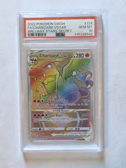 Pokemon Charizard VSTAR Secret Rare 174/172 Brilliant Stars PSA 10 Holo - Image 1