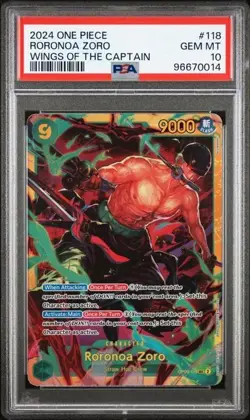 One Piece Wings Of The Captain Roronoa Zoro OP06-118 SEC PSA 10 GEM FREE SHIP - Image 1
