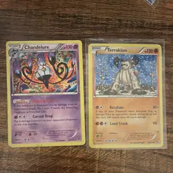 Pokemon TCG 2-Card Holo Lot Chandelure 43/108 & Terrakion 84/113 - Image 1