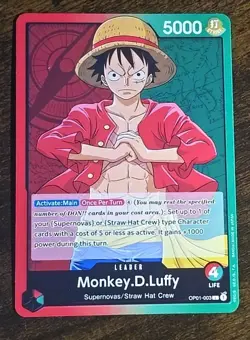Bandai One Piece CCG Monkey.D.Luffy Leader Romance Dawn 5000 OP01-003 Regular - Image 1