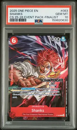 2025 ONE PIECE CHAMPIONSHIP 2025-26 EVENT PACK FINALIST #083 SHANKS PSA 10 - Image 1