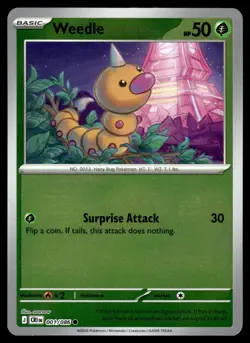 Weedle 001/086 Common ME04: Chaos Rising Pokemon Reverse Holo Near Mint - Image 1