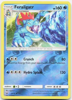 Feraligatr 20/73 Uncommon Shining Legends Pokemon Reverse Holo LP - Image 1