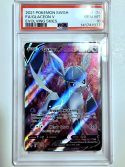 2021 Glaceon V PSA 10 174/203 Pokemon TCG SWSH Evolving Skies Full Art Gem Mint - Image 1