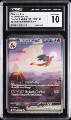 2023 POKEMON SCARLET & VIOLET 151 SIR HOLO #199 CHARIZARD EX CGC 10 GEM MINT - Image 1