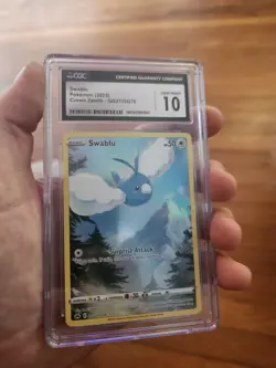 CGC 10 Gem Mint Swablu Crown Zenith Alt Art GG27/GG70 Pokemon 2023 Full Holo - Image 1