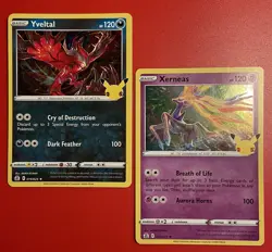 Pokemon Yveltal 019/025 & Xerneas 011/025 - 25th Celebrations Holo (Pack Fresh) - Image 1