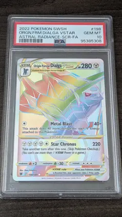 ORIGIN FORME DIALGA VSTAR 2022 Pokemon #198/189 PSA 10 Sword Shield SECRET Rare - Image 1