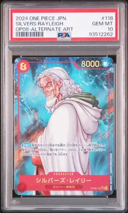 Alternate Art Silvers Rayleigh One Piece OP08 Two Legends Japanese #118 PSA 10 - Image 1