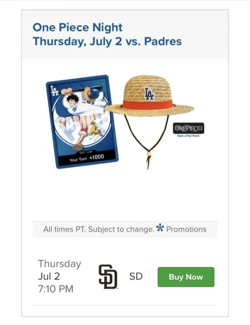 Los Angeles Dodgers One Piece Luffy Promo Card Set / Straw Hat 2026 - PREORDER - Image 3