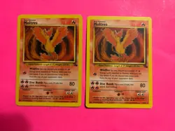 PAIR OF POKEMON CARDS -MOLTRES BASE SET VINTAGE CARDS COOL LOOK!! - Image 1