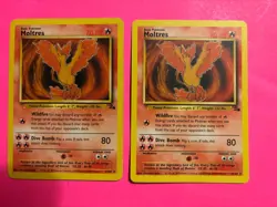 PAIR OF POKEMON CARDS -MOLTRES BASE SET VINTAGE CARDS COOL LOOK!! - Image 2