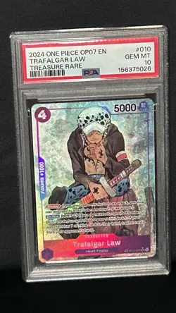 2024 ONE PIECE OP07 EN TRAFALGAR LAW TREASURE RARE PSA 10 GEM MINT - Image 3