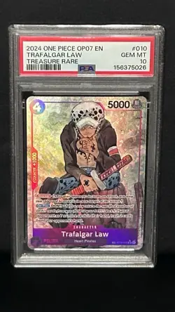 2024 ONE PIECE OP07 EN TRAFALGAR LAW TREASURE RARE PSA 10 GEM MINT - Image 4