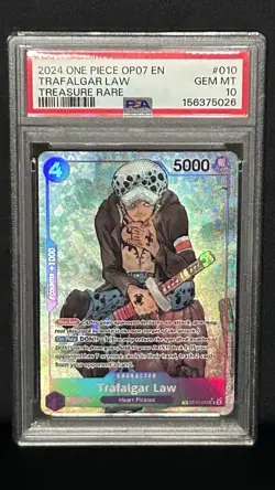 2024 ONE PIECE OP07 EN TRAFALGAR LAW TREASURE RARE PSA 10 GEM MINT - Image 5