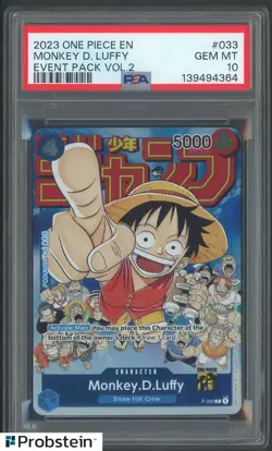 2023 One Piece EN Event Pack Vol. 2 #033 Monkey D. Luffy PSA 10 GEM MINT - Image 1