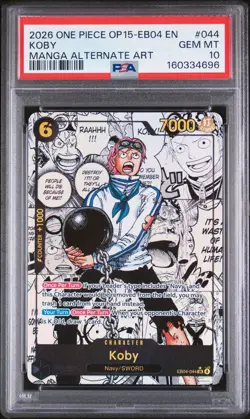 2026 ONE PIECE OP15-EB04 EN KOBY MANGA ALTERNATE ART PSA 10 - Image 1