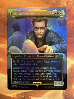 MTG Foil Borderless Dr. Ian Malcolm - Atla Palani, Nest Tender Fang SLD Jurassic - Image 1