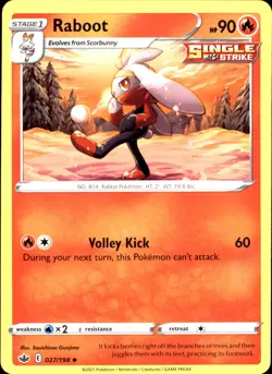 Raboot 027/198 Uncommon - Pokemon SWSH06: Chilling Reign NM - Image 1