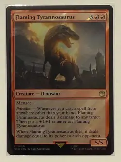 Flaming Tyrannosaurus Surge Foil - Universes Beyond: Doctor Who MTG - Image 1
