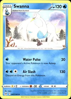 Swanna 047/196 Uncommon - Pokemon SWSH11: Lost Origin 2022 NM - Image 1