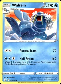 Walrein 039/198 Rare - Pokemon SWSH06: Chilling Reign NM - Image 1