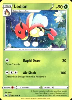 Ledian 005/198 Uncommon - Pokemon SWSH06: Chilling Reign NM - Image 1