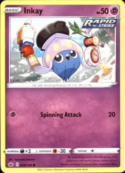 Inkay 069/198 Common - Pokemon SWSH06: Chilling Reign NM - Image 1