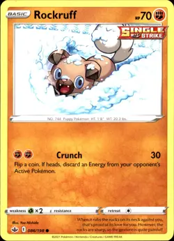 Rockruff 086/198 Common - Pokemon SWSH06: Chilling Reign NM - Image 1