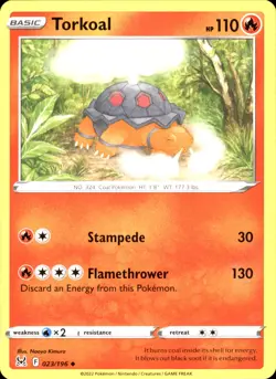 Torkoal 023/196 Uncommon - Pokemon SWSH11: Lost Origin 2022 NM - Image 1