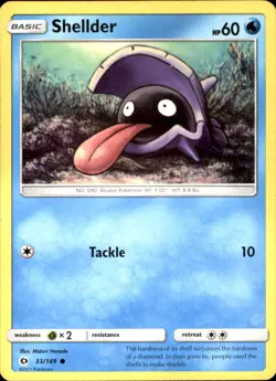 Shellder 33/149 Common - Pokemon SM Base Set 2017 LP - MP - Image 1