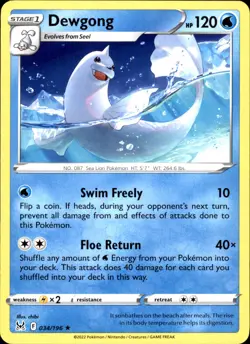 Dewgong 034/196 Rare - Pokemon SWSH11: Lost Origin 2022 NM - Image 1