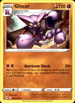 Gliscor 096/196 Rare - Pokemon SWSH11: Lost Origin 2022 NM - Image 1