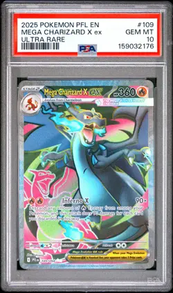 2025 POKEMON PFL EN-PHANTASMAL FLAMES ULTRA RARE #109 MEGA CHARIZARD X EX PSA 10 - Image 1