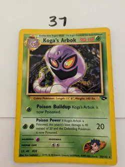 Koga's Arbok 25/132 Rare Gym Challenge Pokemon Unlimited Damaged - Image 1