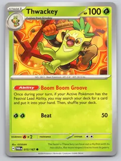 Thwackey 015/167 Common Twilight Masquerade Pokemon Near Mint - Image 1