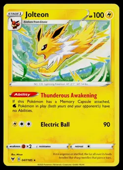 Jolteon 047/185 Cosmo Holo Promo Pokemon Near Mint - Image 1