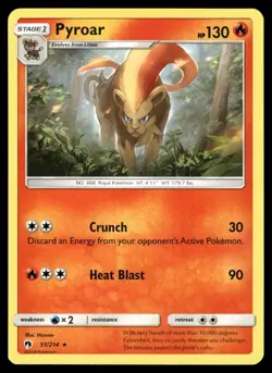 Pyroar 51/214 Rare Lost Thunder Pokemon Near Mint - Image 1