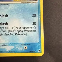Pokemon TCG Card - Marshtomp Crystal Guardians 24/100 Reverse Holo Stamped MP/HP - Image 4