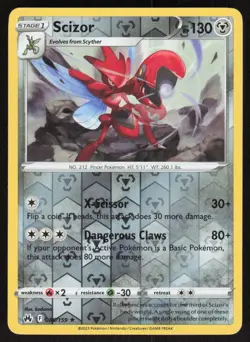 Scizor 086/159 Rare Crown Zenith Pokemon Reverse Holo Near Mint - Image 1