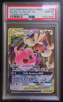 Pokemon - Mega Lopunny & Jigglypuff GX - 165/236 - 2019 Cosmic Eclipse - PSA 10 - Image 1