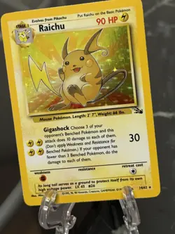 Raichu 14/62 Holo Rare Fossil Pokemon Unlimited Holo MP-LP - Image 2