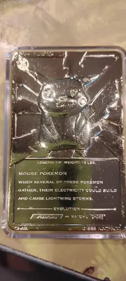 3 Pokemon 23K Gold Plated Cards 1999 BK Pikachu Mewtwo Poliwhirl cases - Image 5